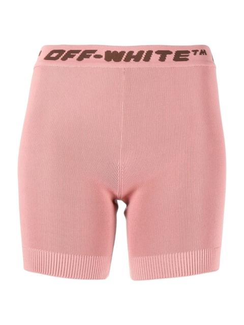 Off-White Logo Band Shorts Nude Pink And Brown