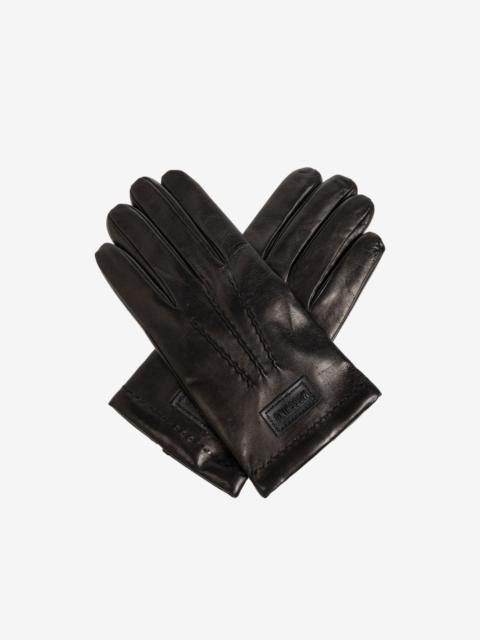 Moschino logo-patch leather gloves