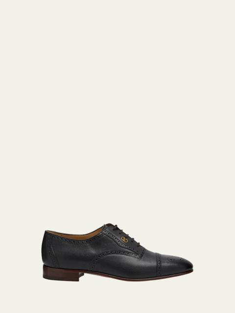 Valentino Men's Brogue Cap-Toe Leather Oxfords