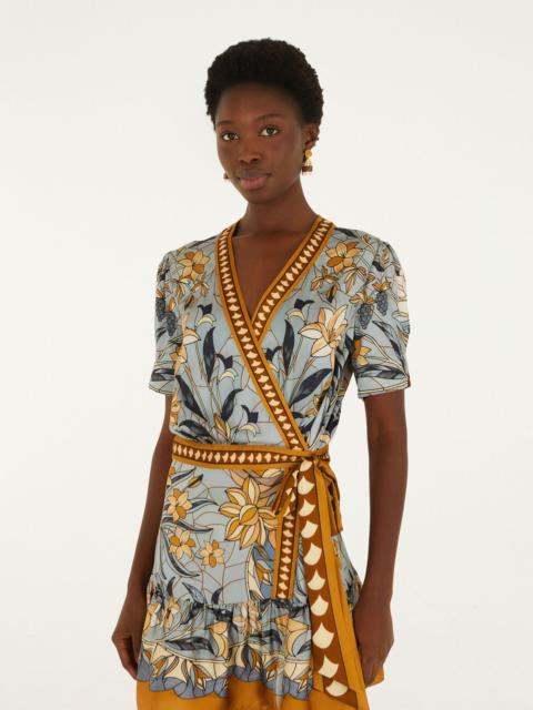 FARM RIO Stained Glass Beauty Wrap Mini Dress
