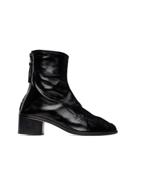 HEREU Black Juliol Crinkled Glossy Heeled Boots