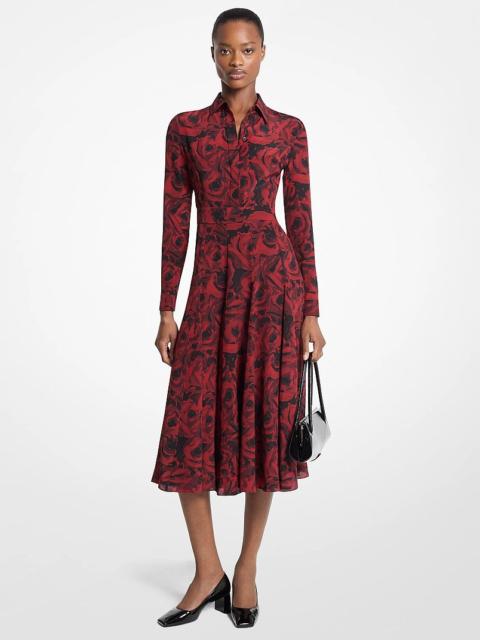 MICHAEL KORS COLLECTION Floral Print Crepe De Chine Shirtdress