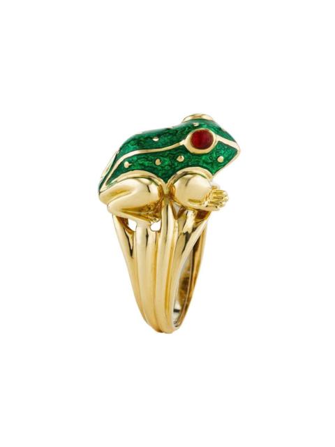 DAVID WEBB Green Red Baby Frog Ring