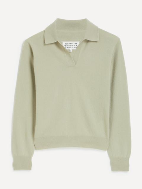 Maison Margiela Pale Green Polo Knit Top