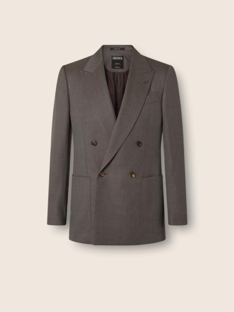 ZEGNA DARK TAUPE 15MILMIL15 WOOL AND SILK JACKET