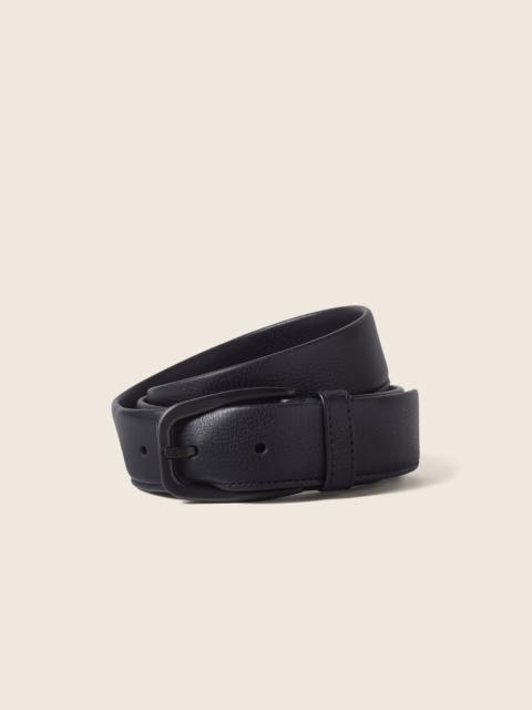 ZEGNA BLACK NATURAL GRAIN LEATHER BELT