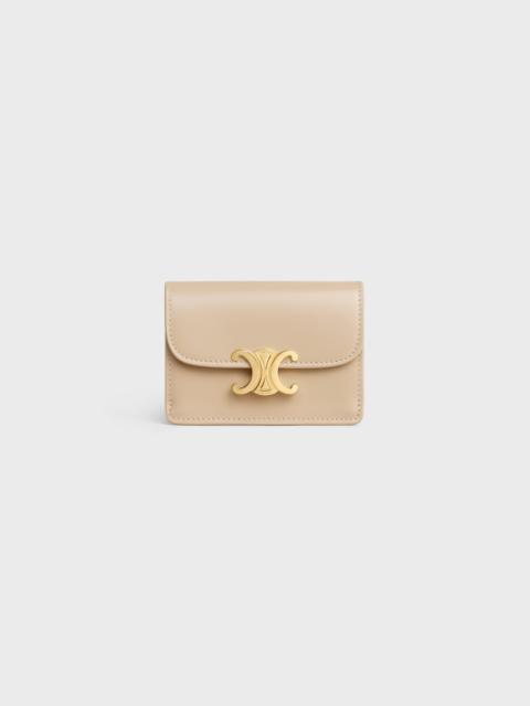 CELINE CARD HOLDER WITH FLAP TRIOMPHE IN Shiny calfskin
