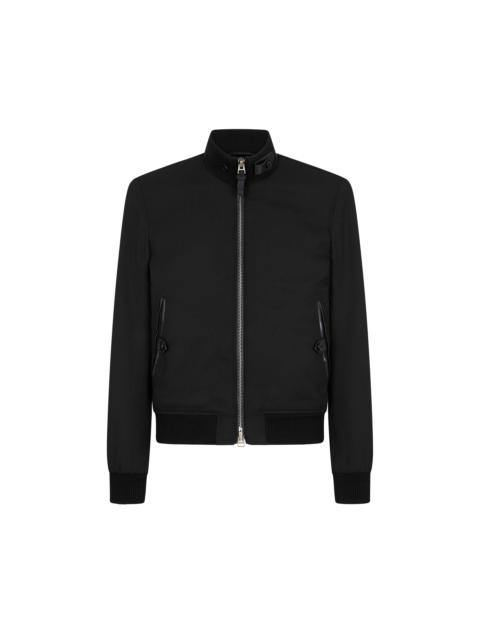 TOM FORD WOOL MOHAIR HOPSACK KNITTED TRIM BLOUSON