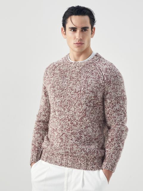 Brunello Cucinelli Virgin wool, cashmere and silk chiné sweater with raglan sleeves