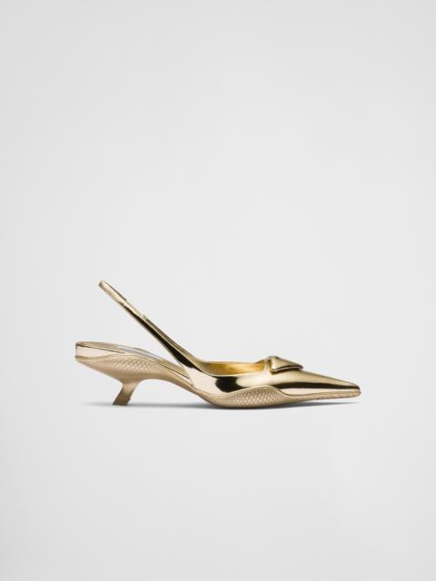 Prada Metallic leather slingback pumps