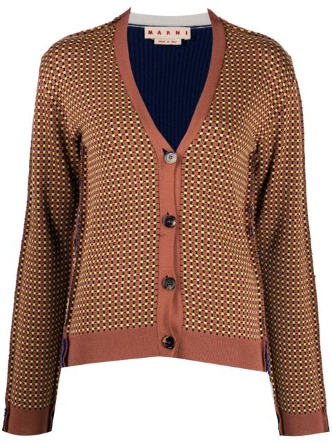 Marni graphic-print V-neck cardigan