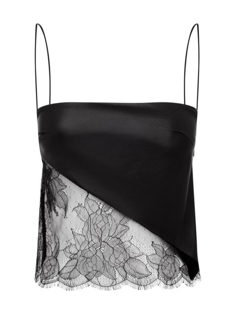 ALEX PERRY Camisole Top In Leather & Lace black
