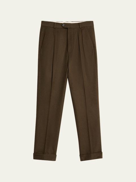 Loro Piana Men's Stafford Virgin Wool and Cashmere Pleated Pants