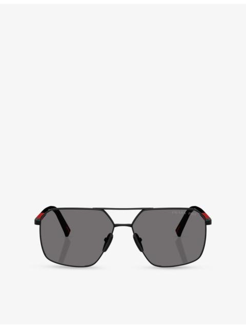 Prada PS A50S Polarised Irregular-Frame Metal Sunglasses