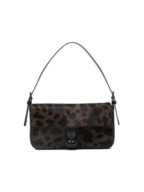 STAUD leopard-pattern buckle-detail shoulder bag