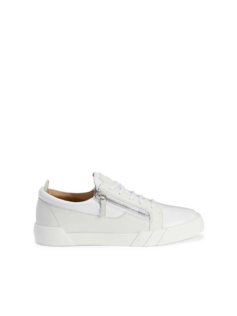 zip-up leather sneakers