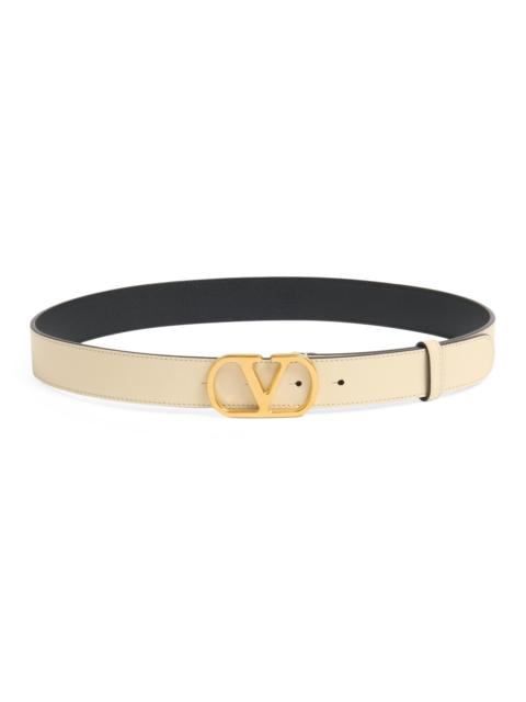 Valentino Women's VLogo Signature Belt in Shiny Calfskin 30MM - Butter