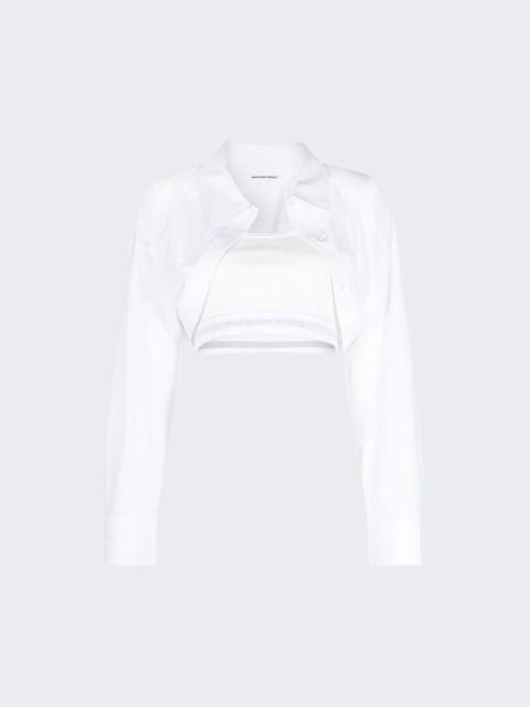 Tucked Shirt Bolero And Elastic Combo Top White