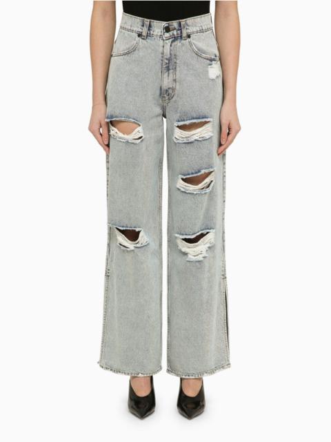 THE MANNEI Lathi blue wide denim jeans with wear