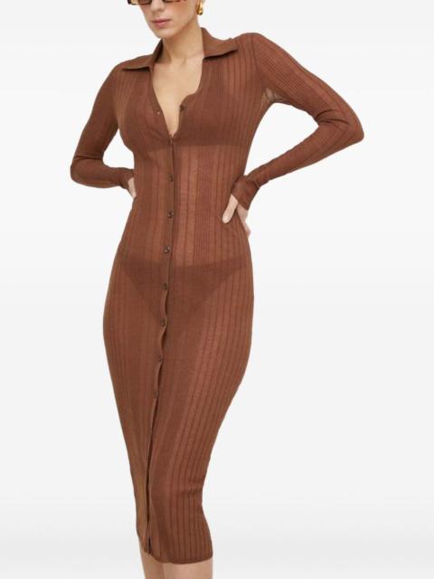 PINKO button ribbed midi dress