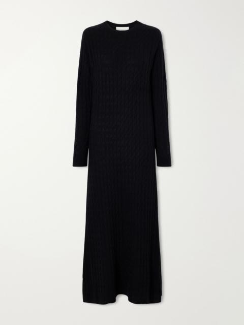 arch4 Delfino cable-knit cashmere and silk-blend maxi dress Black