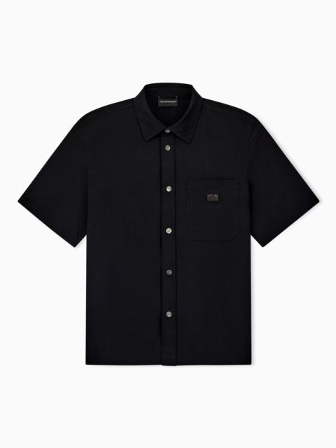 EMPORIO ARMANI SEERSUCKER SHIRT WITH DOWN PADDING AND RIB DETAILS