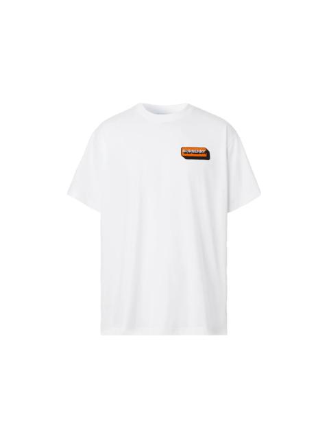 Burberry Burberry Logo Applique Cotton Oversized T-shirt White/Orange