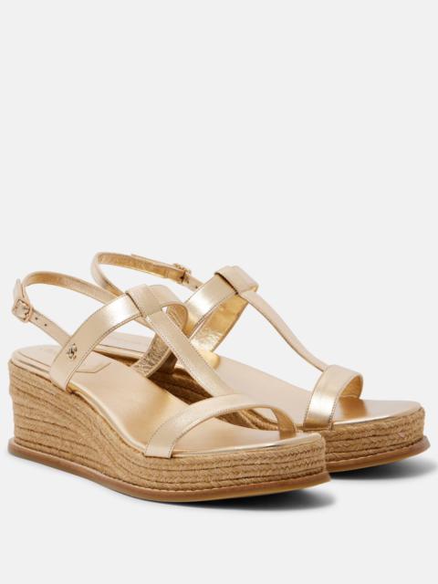 Theia 60 metallic leather espadrille wedges