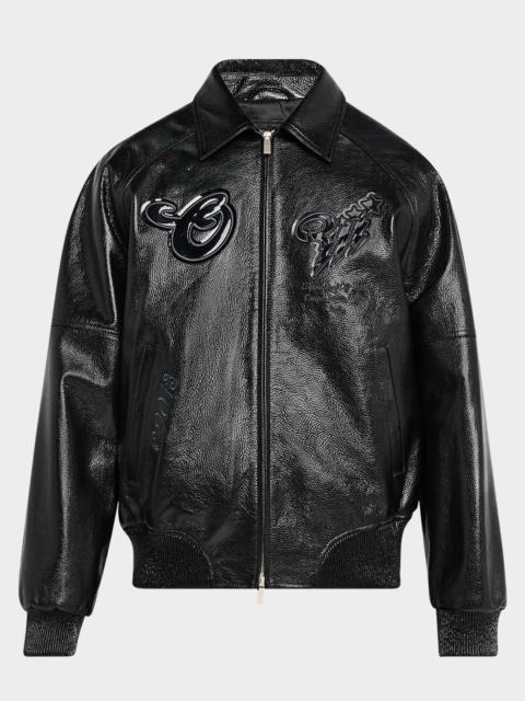 Off-White Men's Scorpio Lea Leather Varsity Jacket
