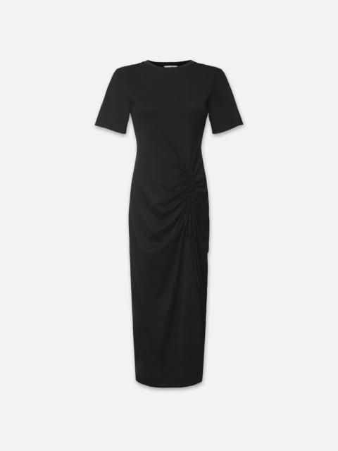 FRAME Ruched Front Tie Dress in Black