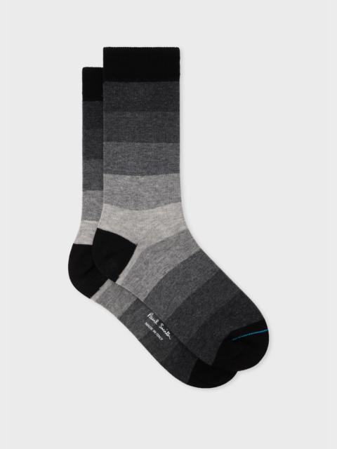 Paul Smith Women's Black Cotton-Blend Ombre Stripe Socks