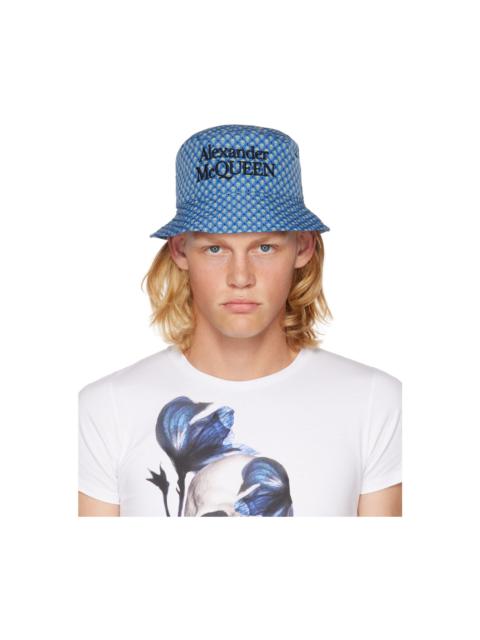 Alexander McQueen Blue Skull Dots Bucket Hat