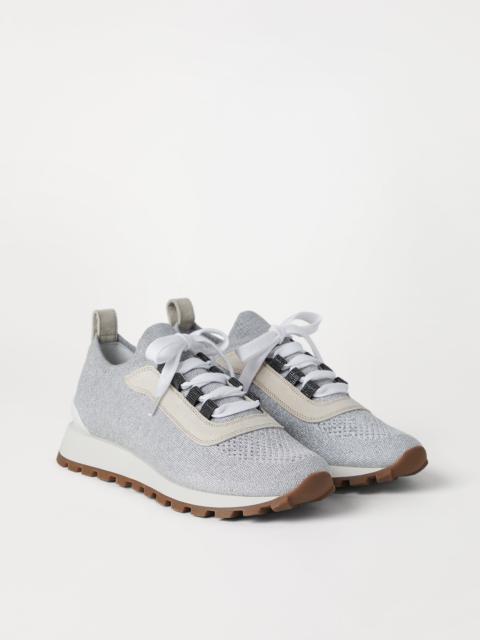 Brunello Cucinelli Sparkling cotton knit runners with shiny eyelets