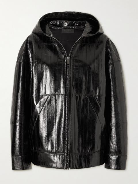 Valentino Oversized Glossed-leather Hooded Jacket