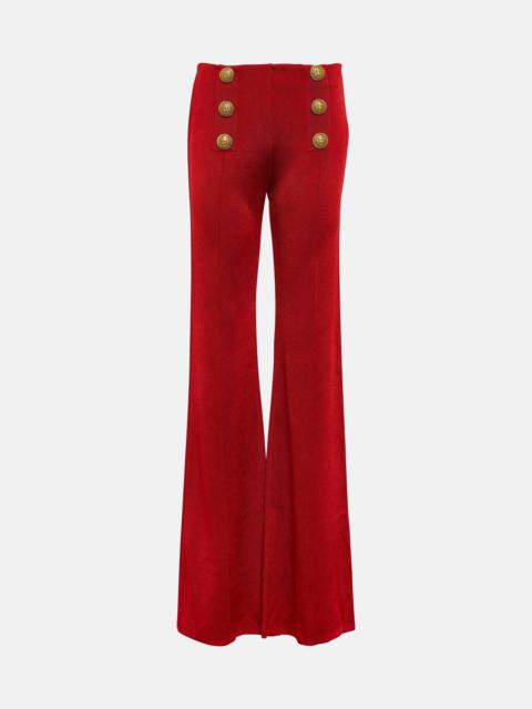 High-rise flared knit pants