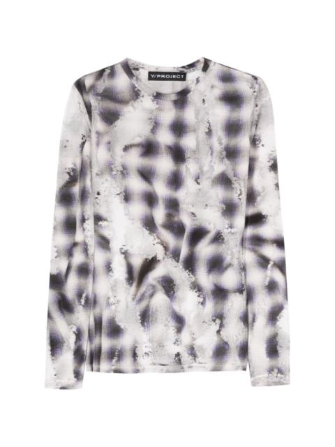 check-pattern long-sleeve T-shirt