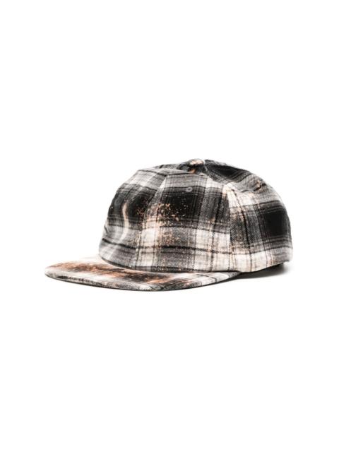 We11done bleach-wash checkered cap