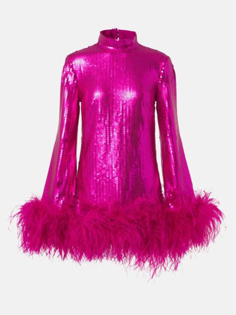 Taller Marmo Gina sequined feather-trimmed minidress