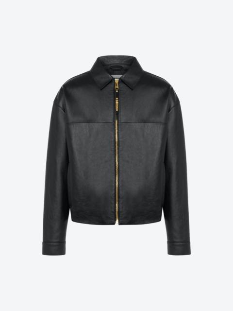 Moschino MINI LETTERING PULLER ZIP NAPPA LEATHER JACKET
