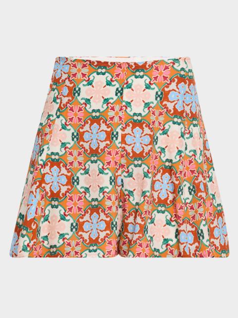 MARIE OLIVER Miles Mosaic-Print Viscose Shorts