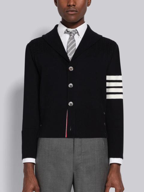 Thom Browne Jersey Stitch 4-Bar Shawl Collar Cardigan