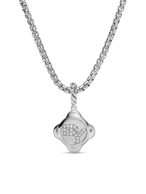 DAVID YURMAN Women's Cable Collectibles Logo Amulet in Sterling Silver with Diamonds, 13.7MM - Diamond