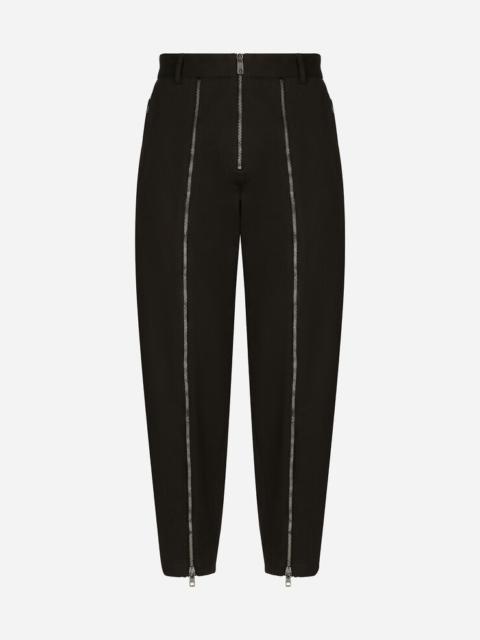Dolce & Gabbana Washed stretch gabardine pants with zipper