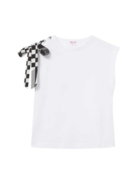 check-ribbon cotton T-shirt