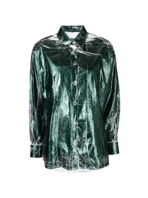 crinkled metallic-finish shirt