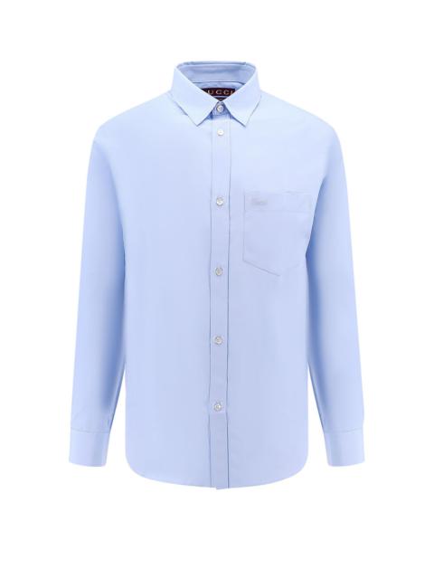 Cotton shirt with breast pocket with Gucci embroidery