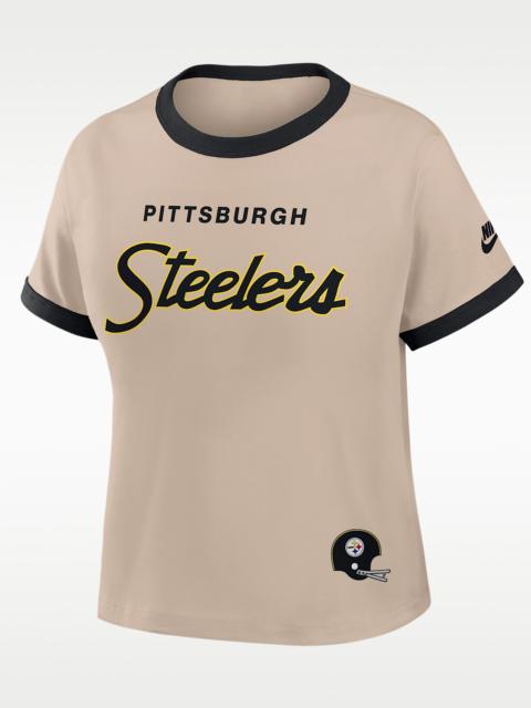 Nike Pittsburgh Steelers Rewind Ringer Mod Women's Nike NFL Cropped T-Shirt