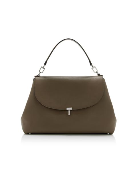 TOTEME T-lock Leather Satchel taupe