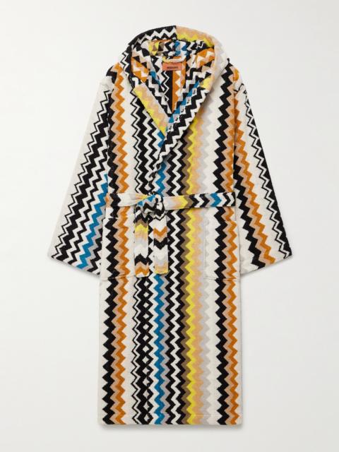 Missoni Curt Striped Cotton-Terry Jacquard Hooded Robe