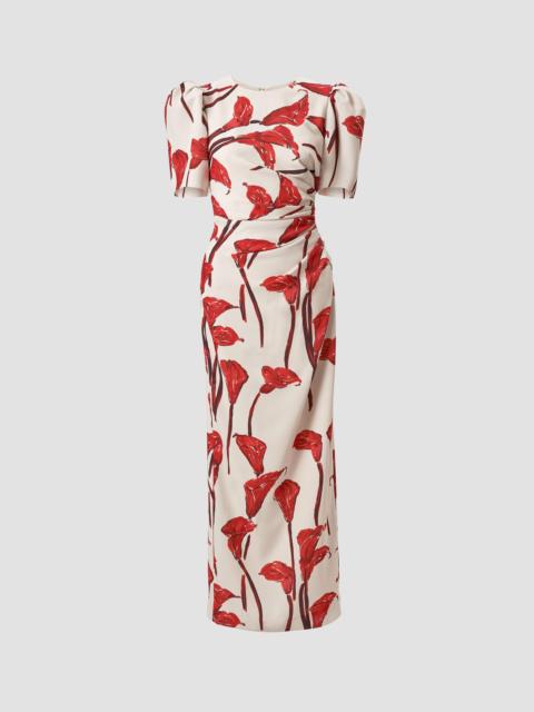 CAROLINA HERRERA Women's Floral Gathered Puff-Sleeve Cocktail Dress - Ceramic Multi